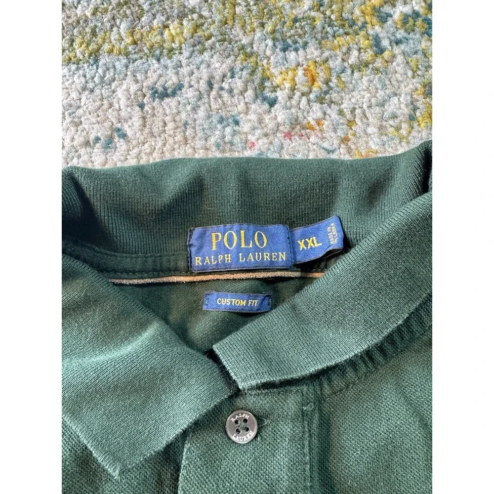 Polo Ralph Lauren Crest Pony Polo Shirt Mens Sz 2XL Embroidered Green Custom Fit